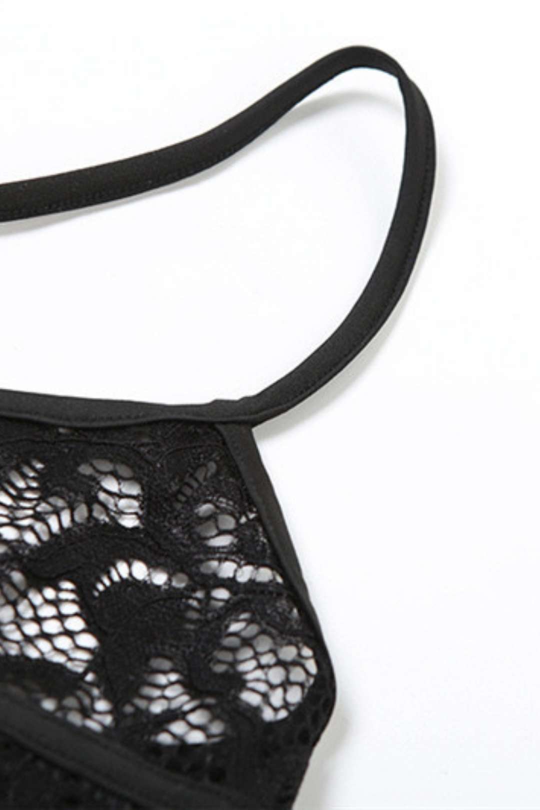 Slim Fit Navel Strap Lace Hollow See-through Pants Suit