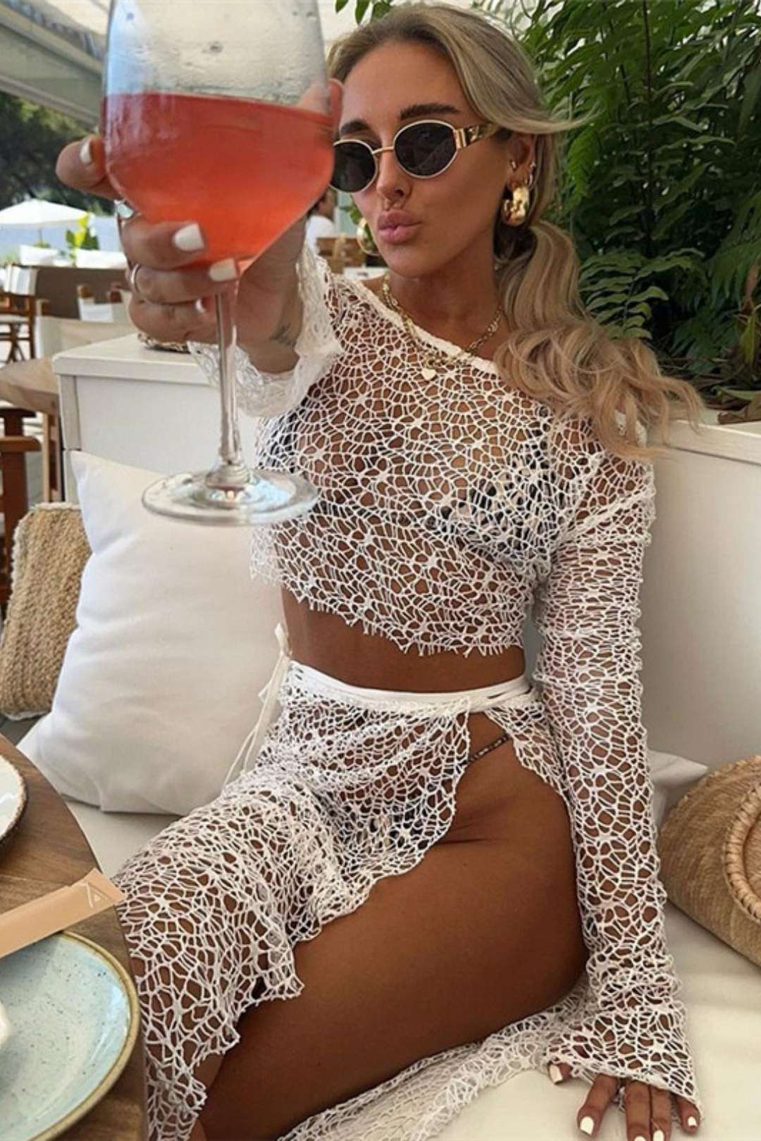 Long-sleeved Navel-covering Hip Skirt Suit