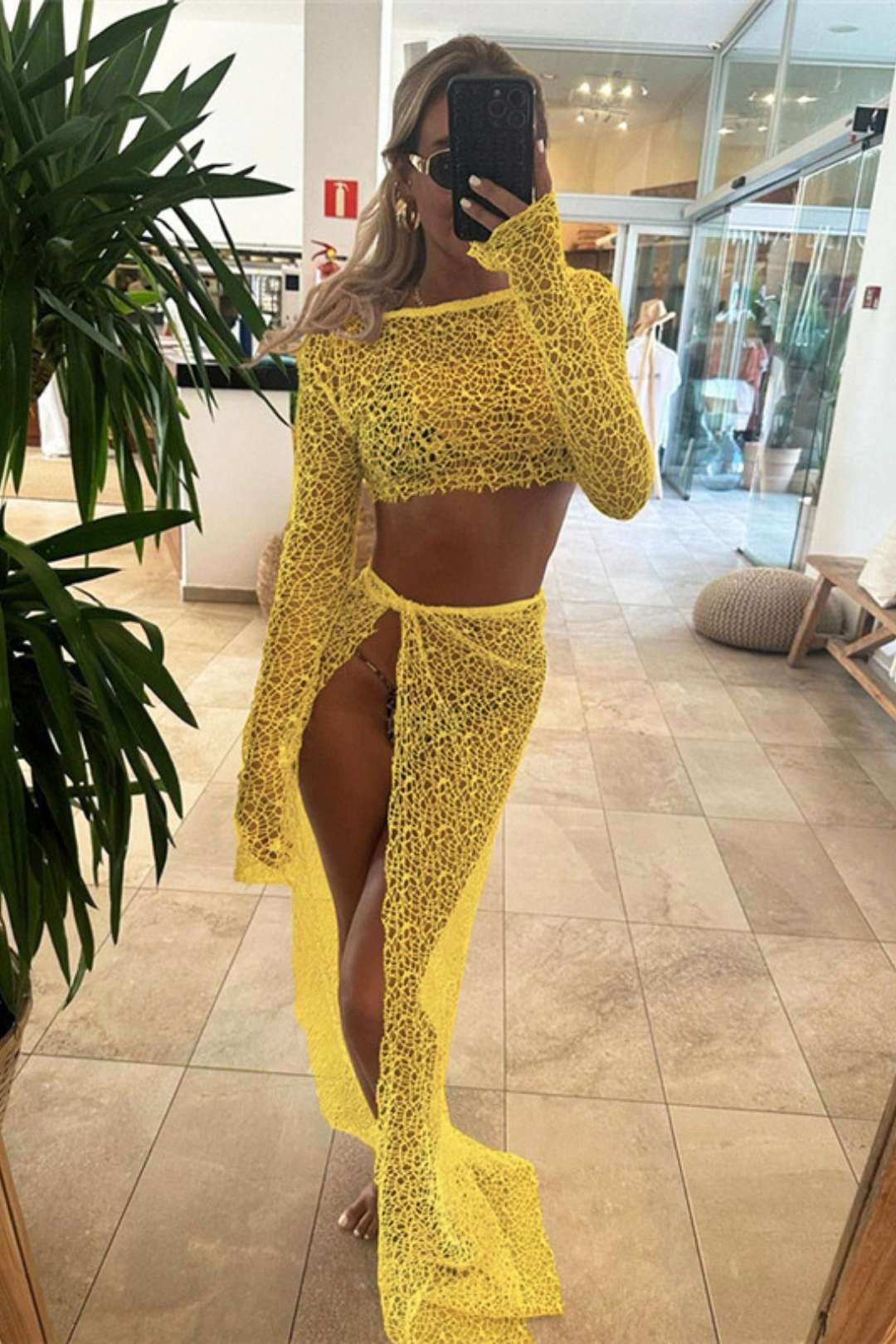 Long-sleeved Navel-covering Hip Skirt Suit