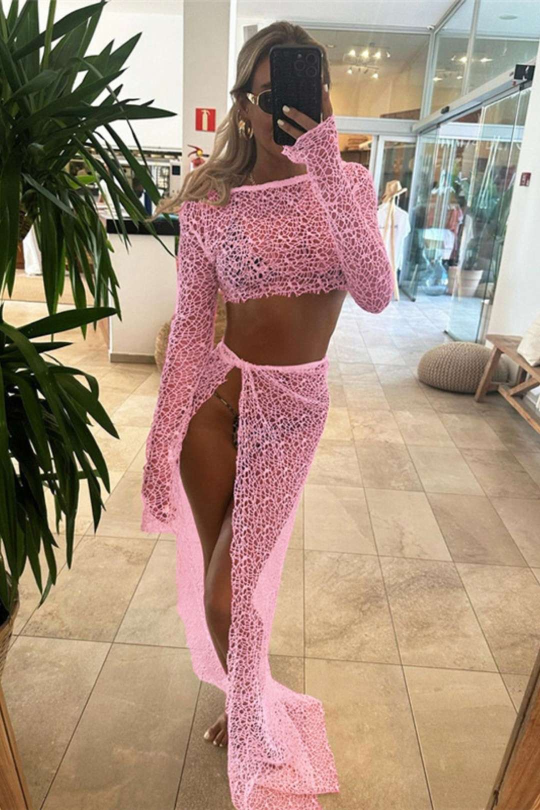 Long-sleeved Navel-covering Hip Skirt Suit