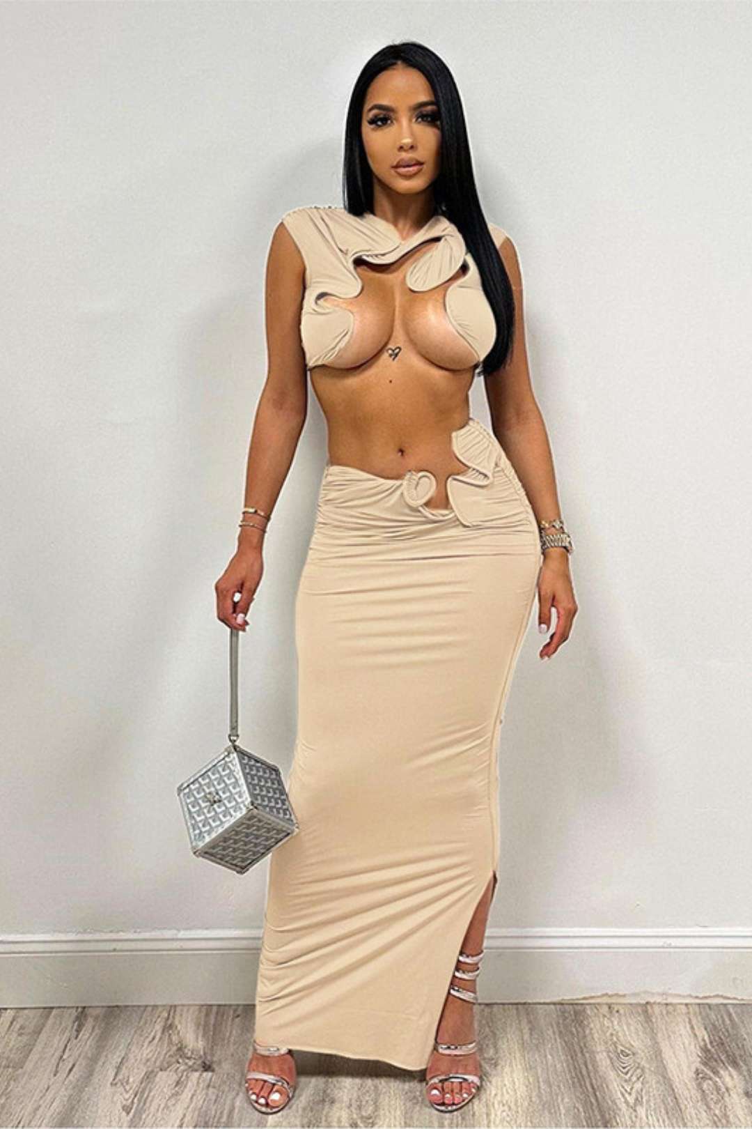 Sleeveless High-waisted Slim Hip Skirt Suit