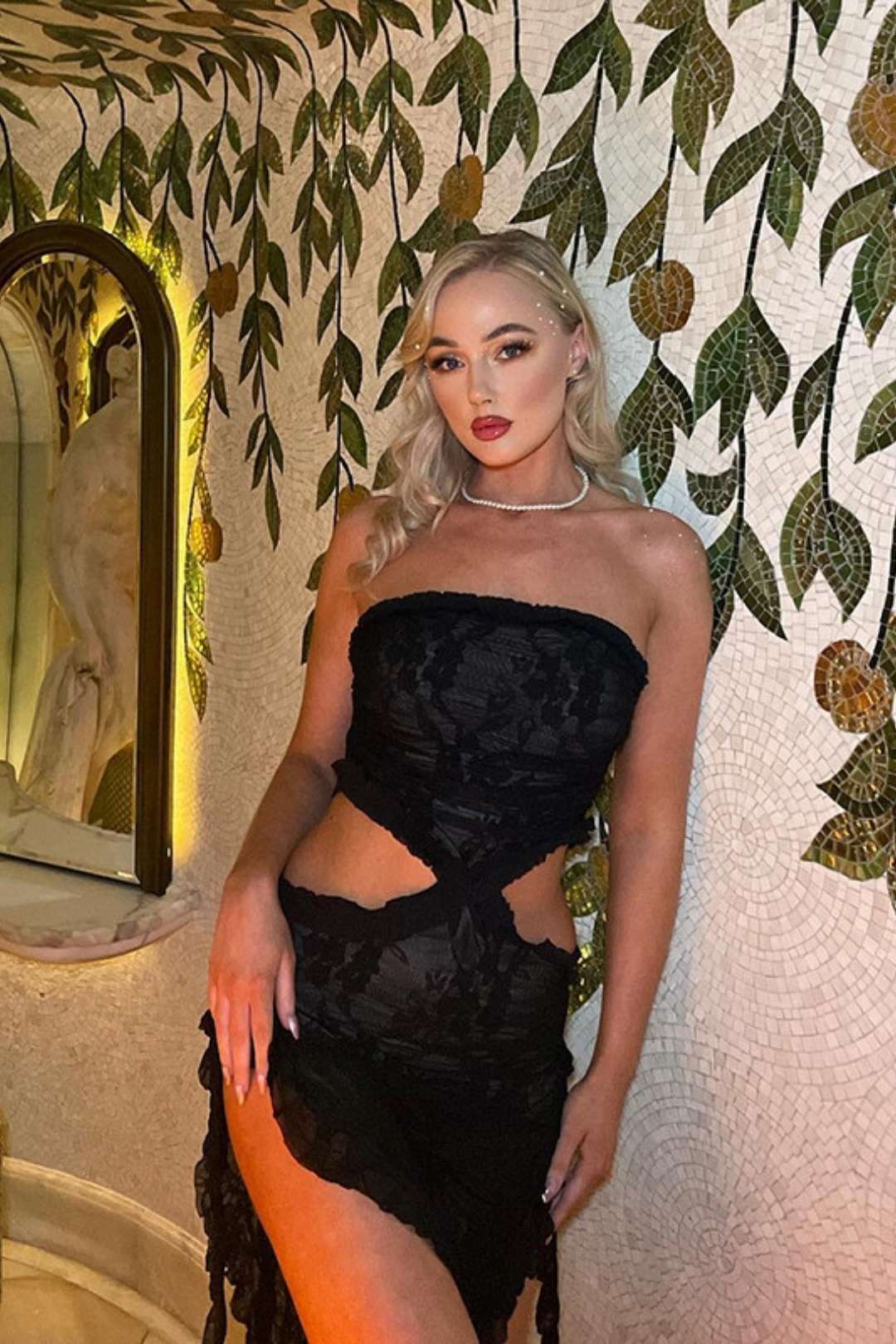 Crochet Sleeveless Bustier And Backless See-through Slit Fringe Dress