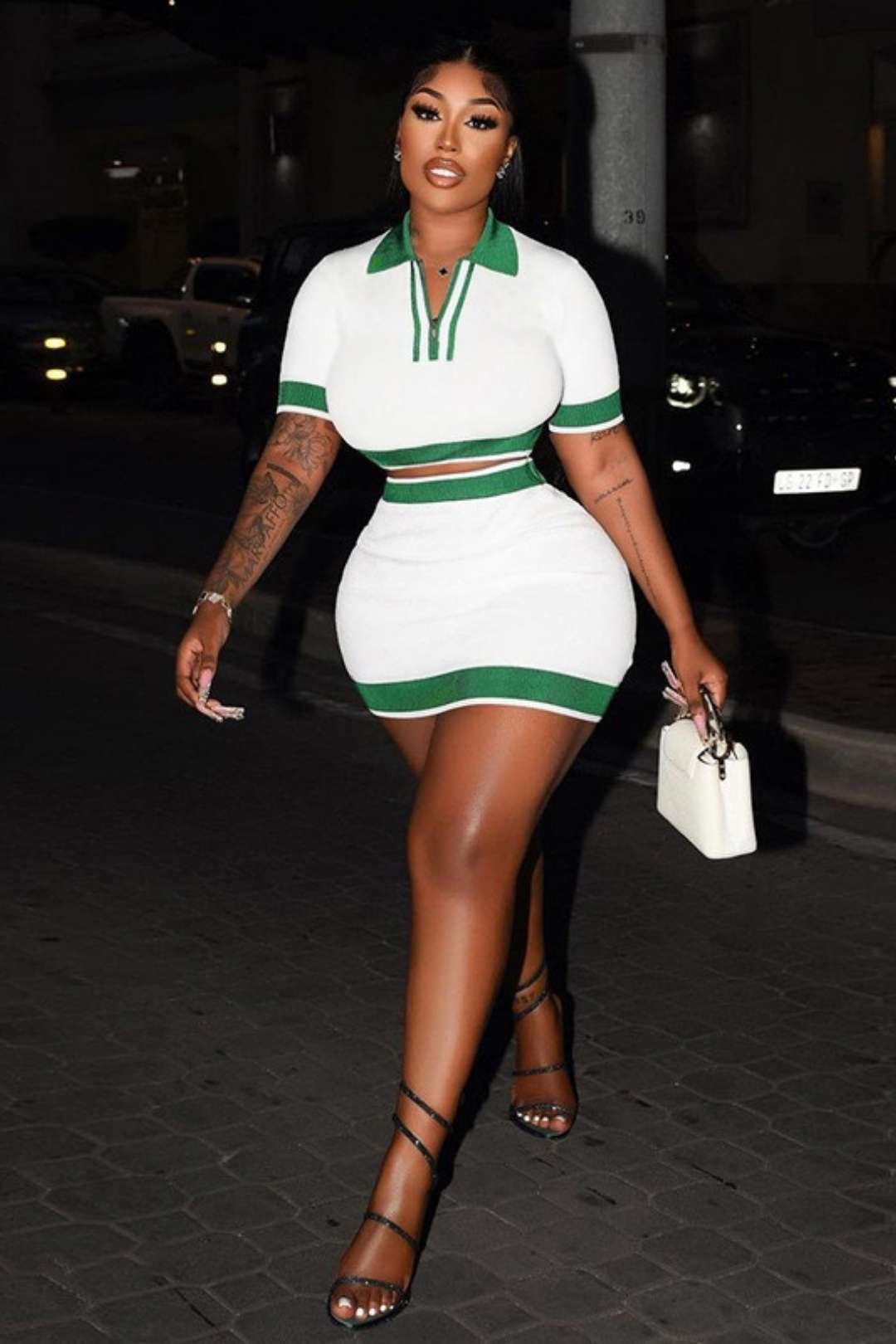 Zipper Sexy Navel-baring High-waist Hip Short Skirt Suit