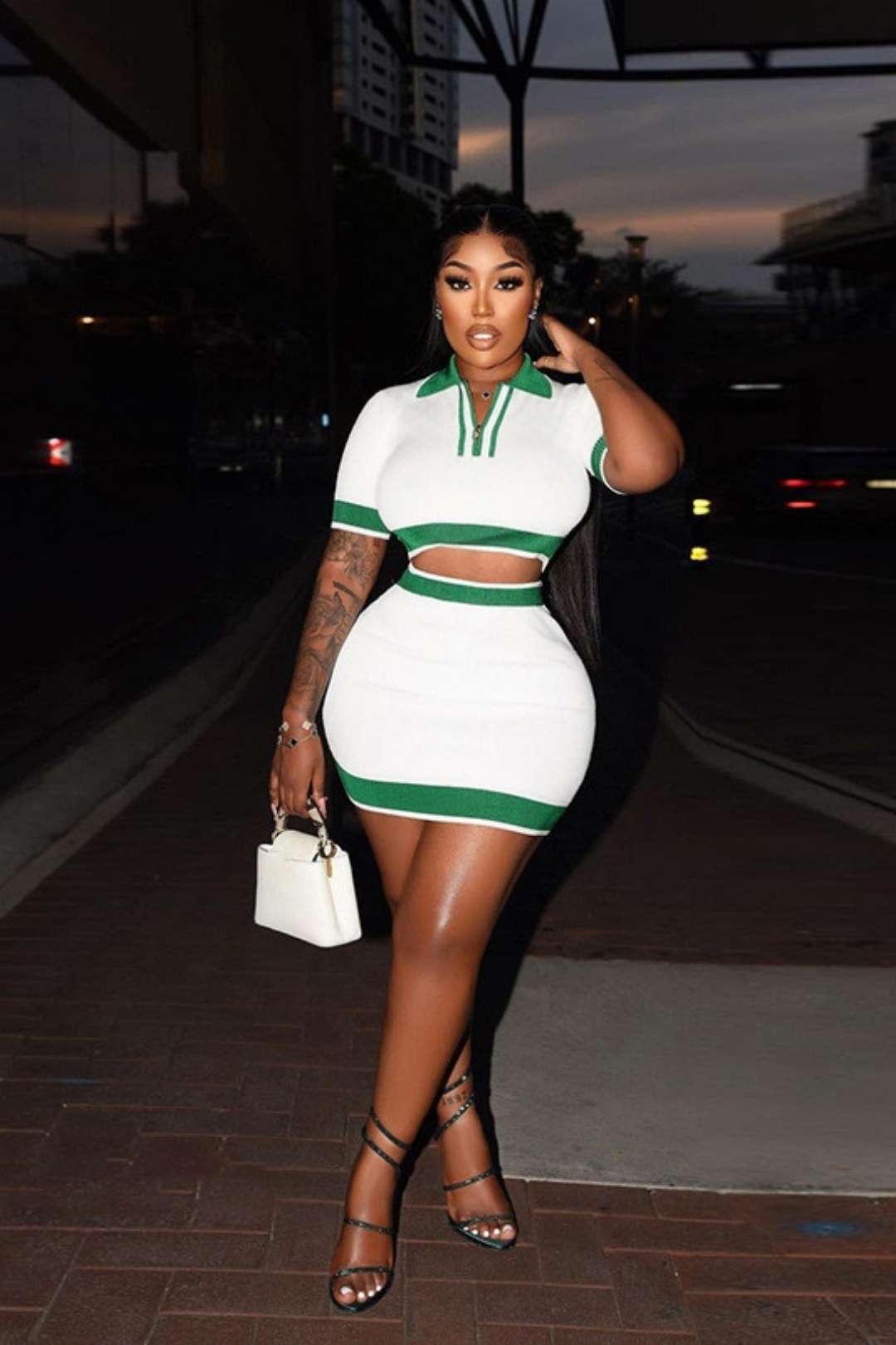 Zipper Sexy Navel-baring High-waist Hip Short Skirt Suit