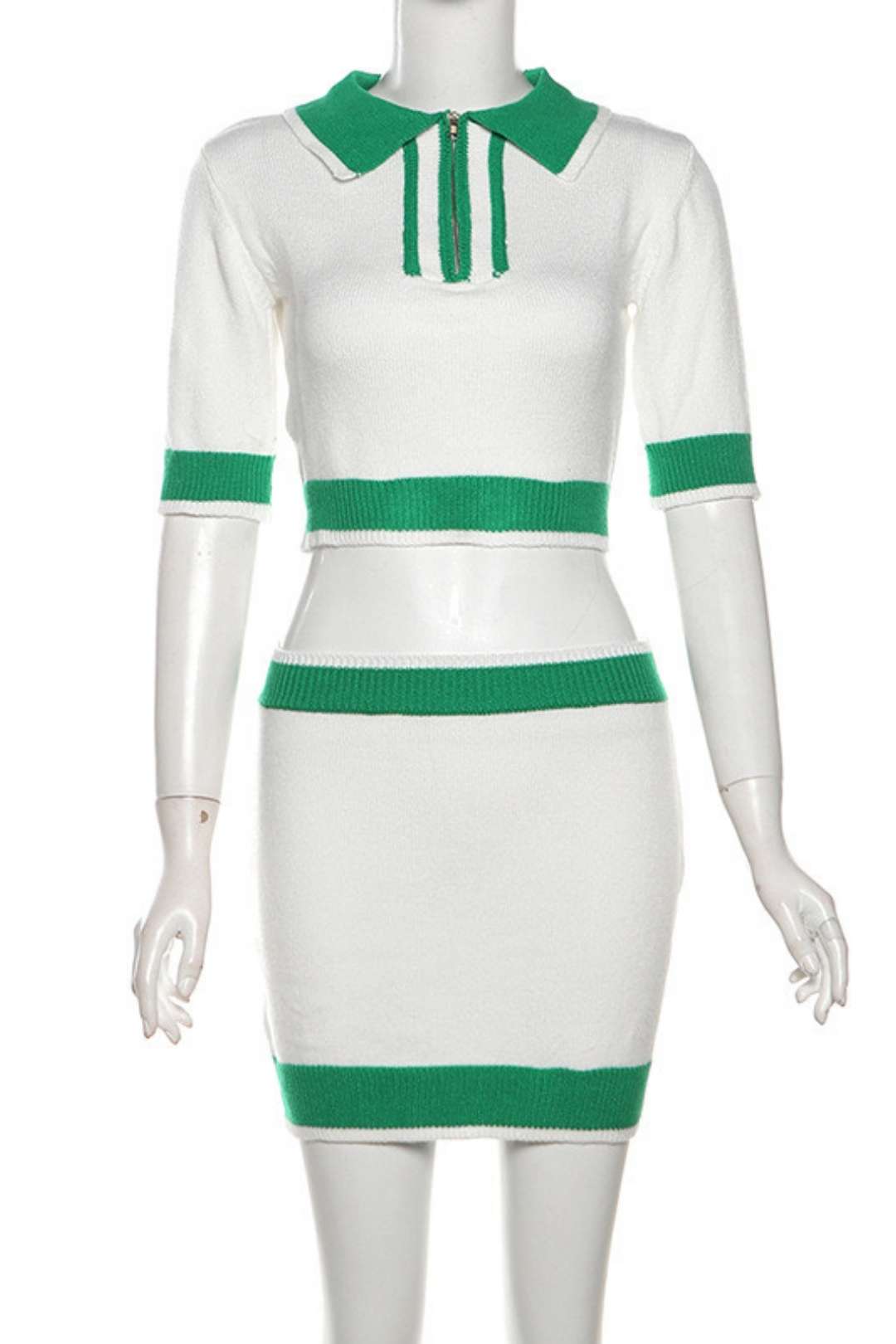 Zipper Sexy Navel-baring High-waist Hip Short Skirt Suit