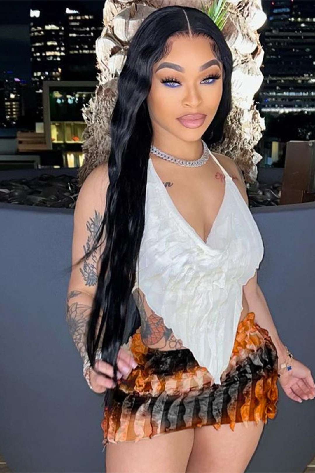 Short Skirt Halter Neck Backless Top Skirt Suit