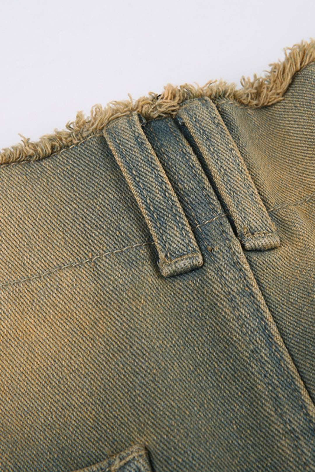 Retro Distressed Washed Low-waisted Loose Pockets Spliced ​​raw Edge Jeans