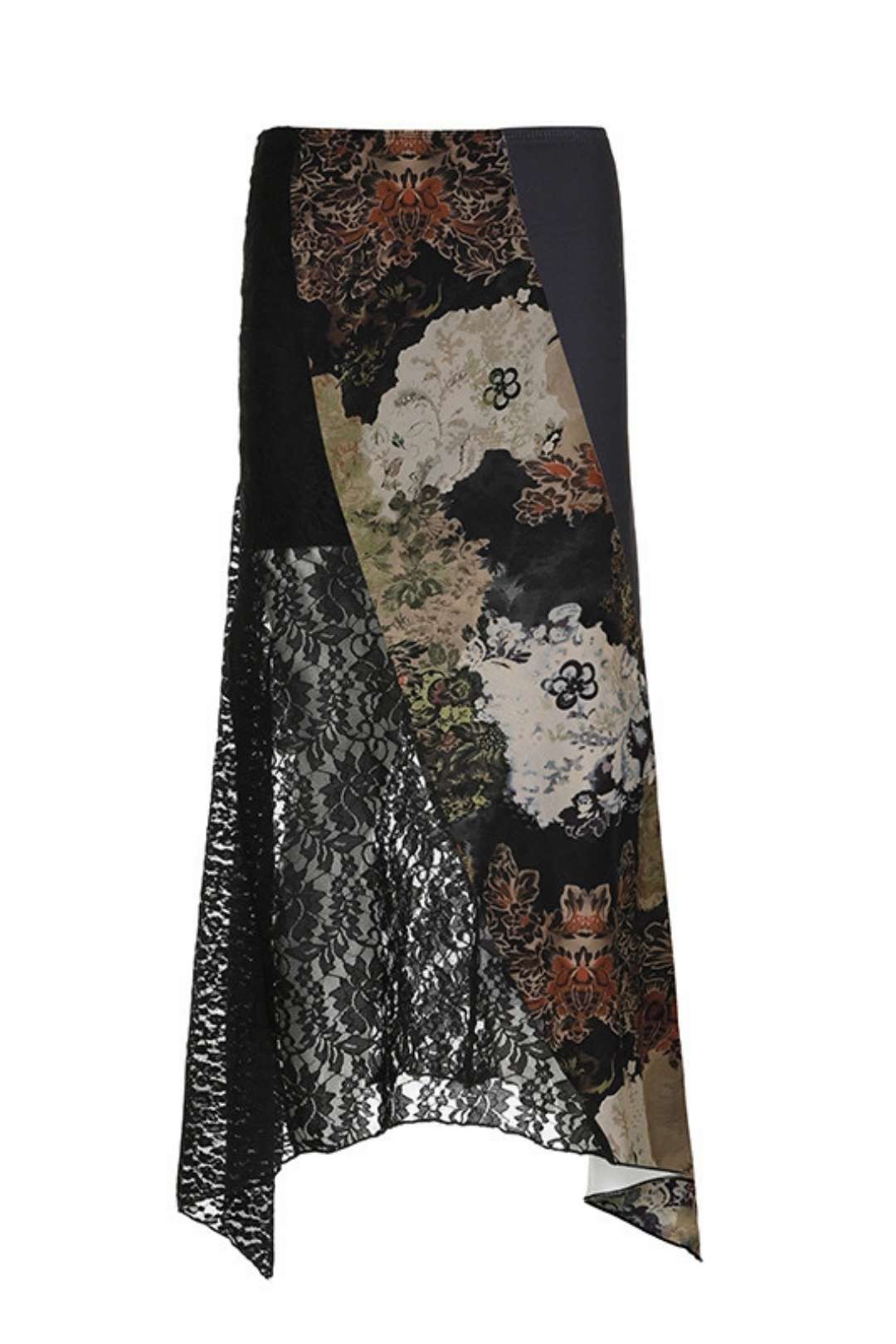 Y2K Retro Printed Patchwork Irregular Skirt