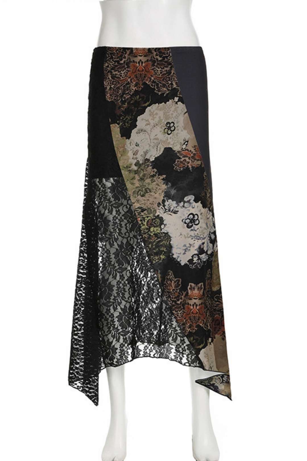 Y2K Retro Printed Patchwork Irregular Skirt