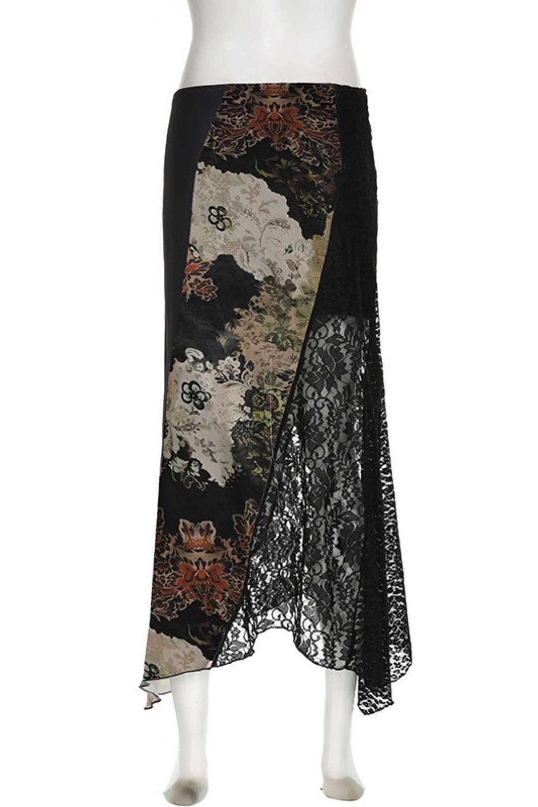 Y2K Retro Printed Patchwork Irregular Skirt