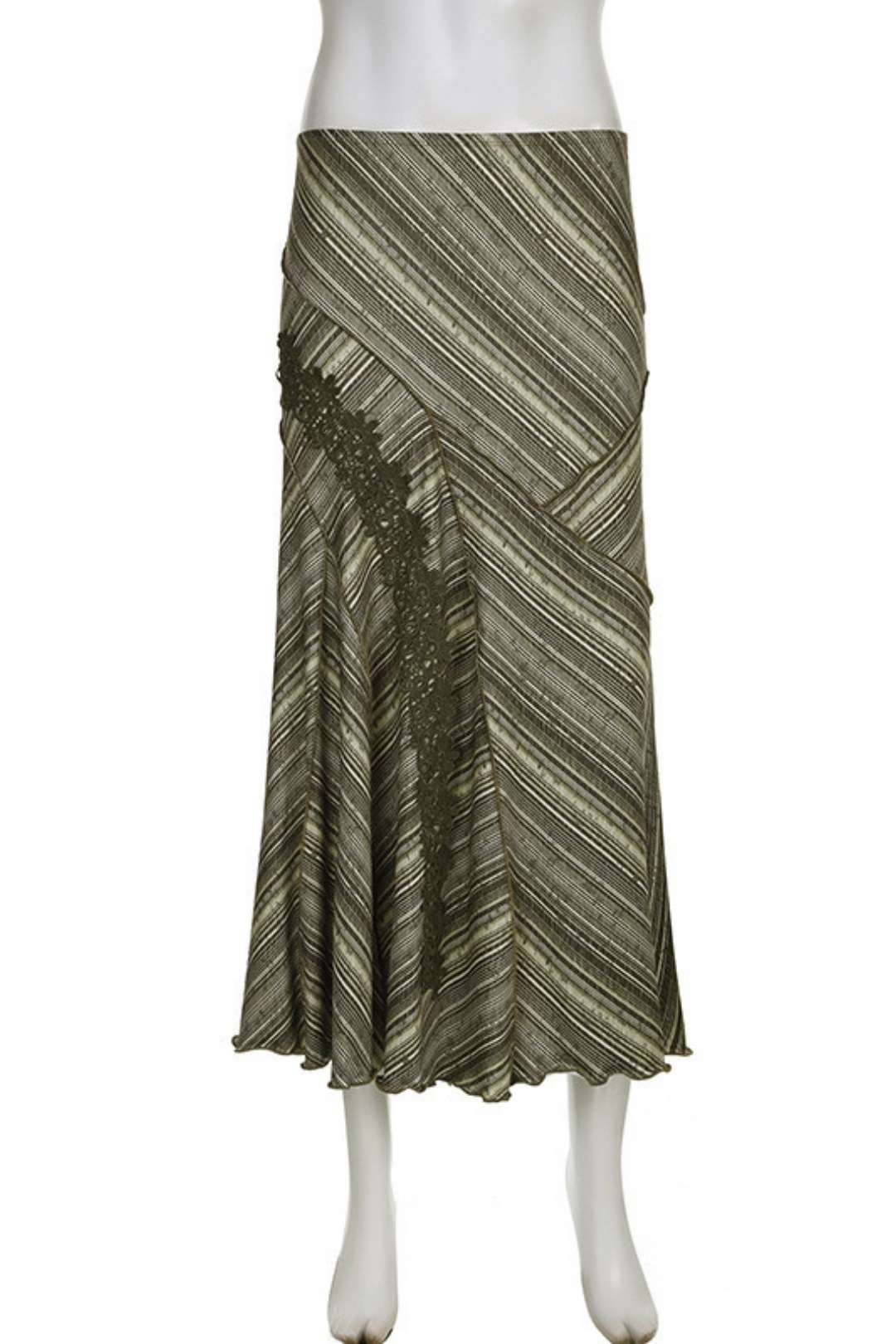 Retro Printed Irregular Pleated Lace Skirt,