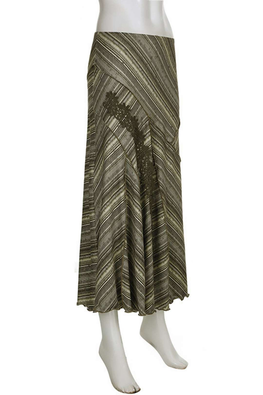 Retro Printed Irregular Pleated Lace Skirt,