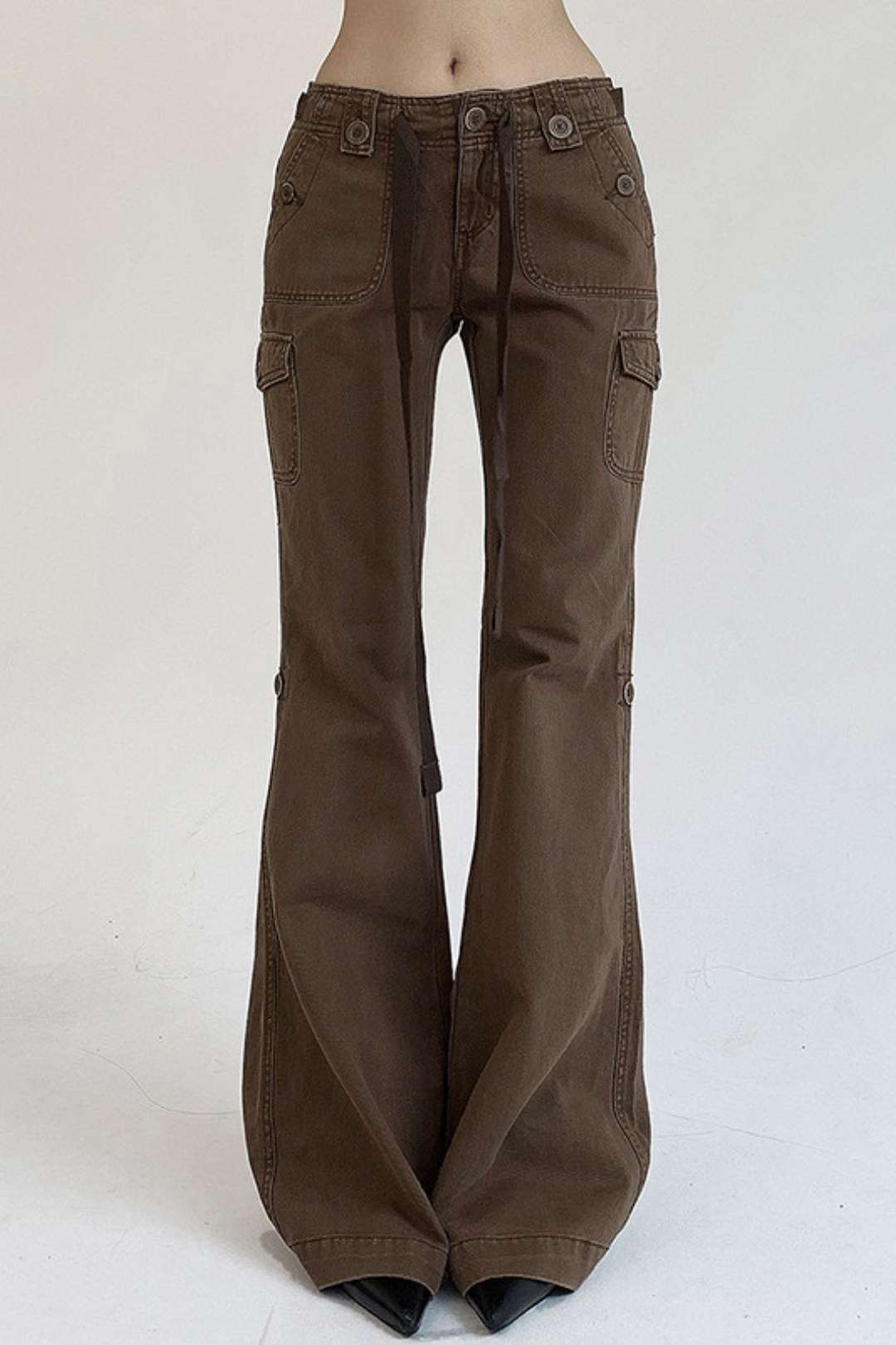 Mid-waist Lace-up Slimming Hot Girl Jeans