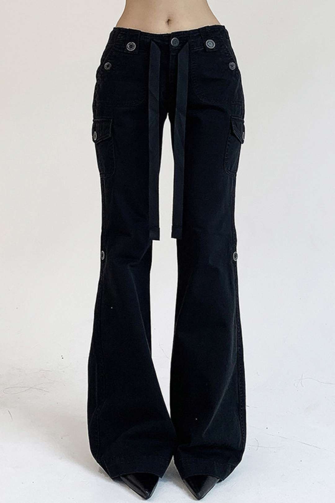 Mid-waist Lace-up Slimming Hot Girl Jeans