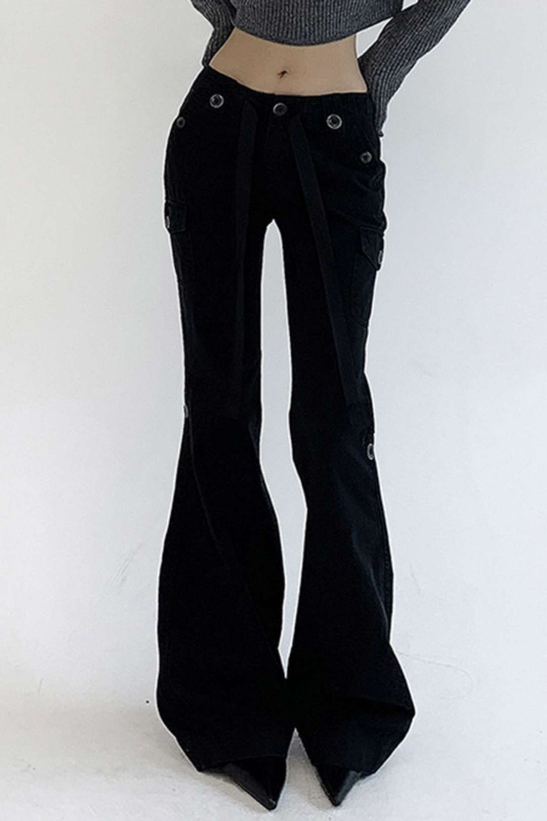 Mid-waist Lace-up Slimming Hot Girl Jeans