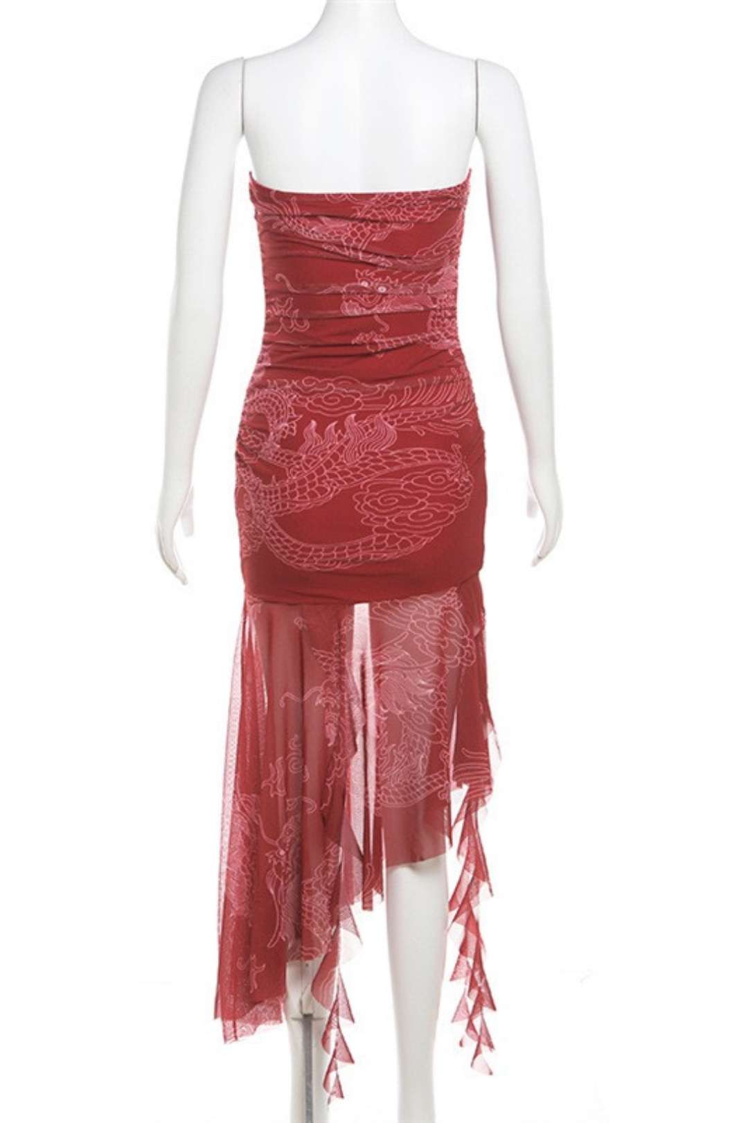 Chinese Style Irregular Strap Tube ToP Dress