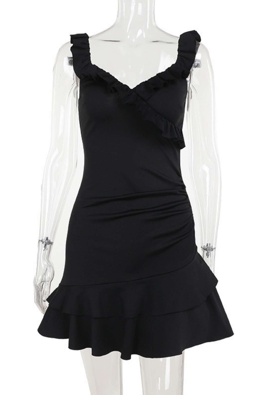 Sexy Suspender Ruffle Hottie Mini Dress