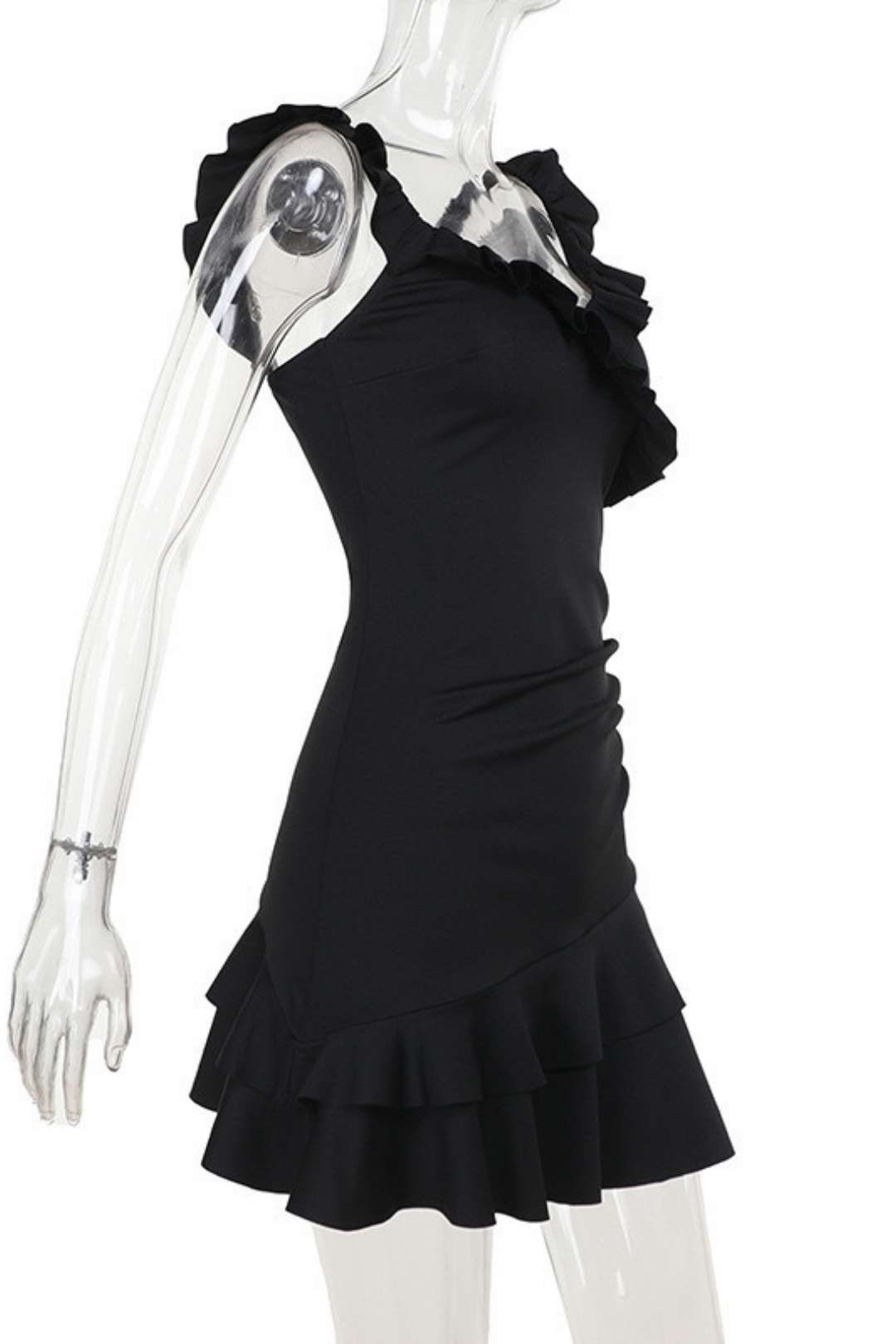 Sexy Suspender Ruffle Hottie Mini Dress