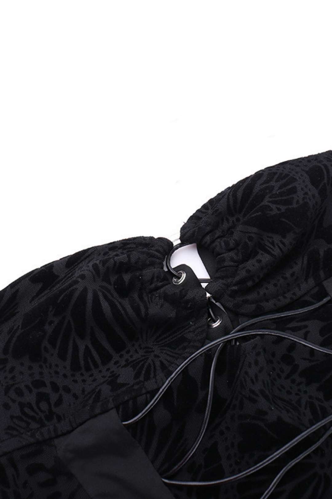 Flocking Strap Waist Tube Top And Trousers Suit