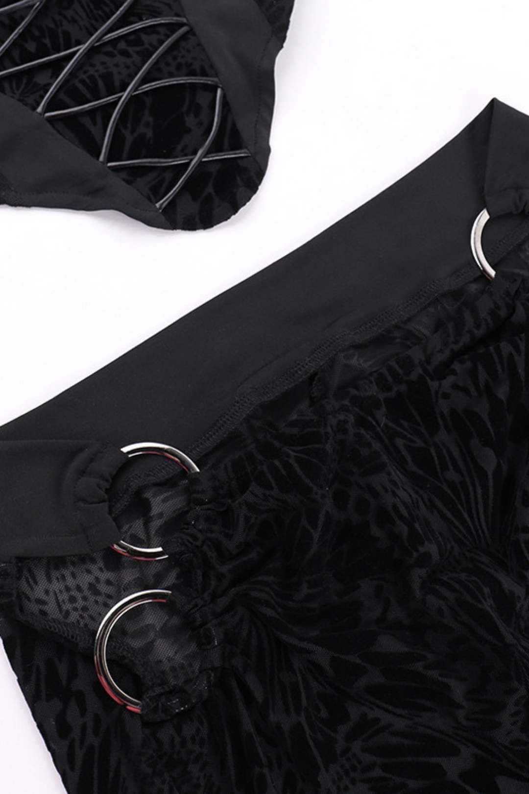 Flocking Strap Waist Tube Top And Trousers Suit