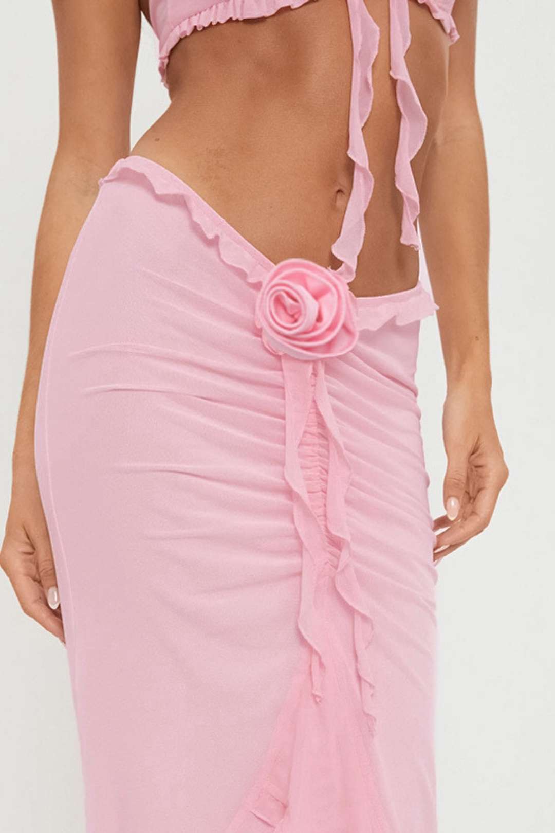 Sexy Suspender Tops Flower Skirt Suit