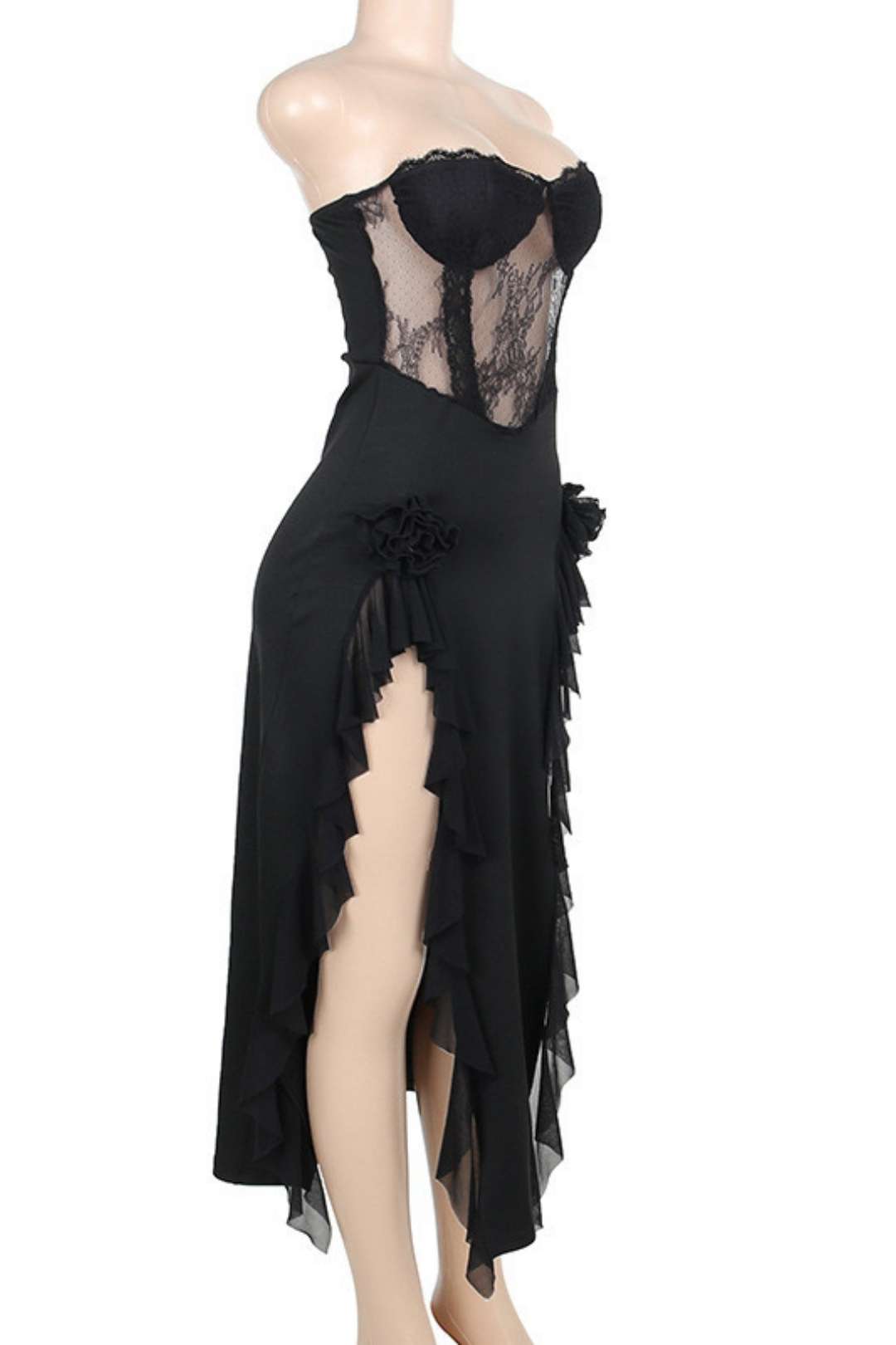 Sexy Lace Tube Top Splicing Dress