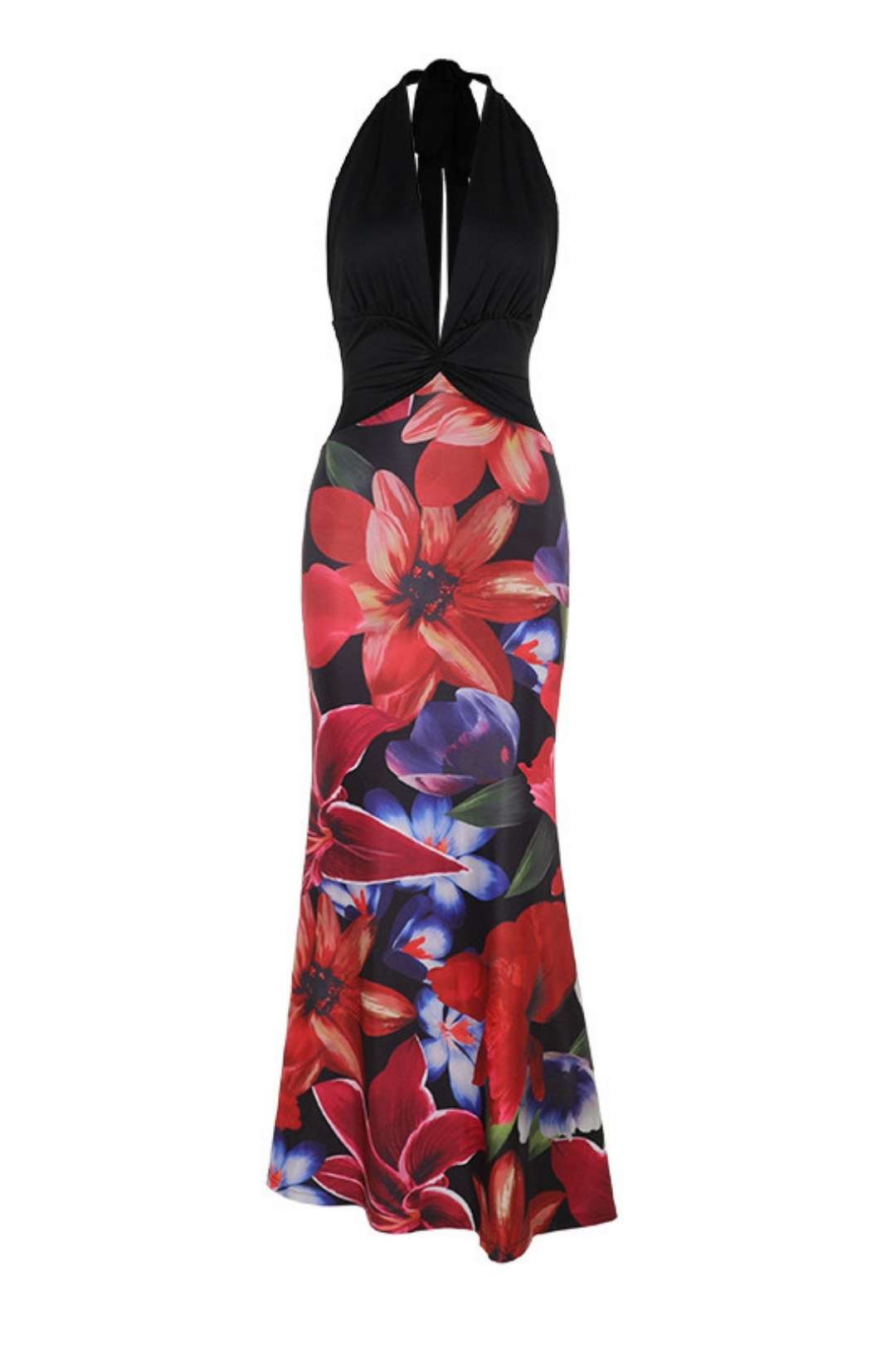 Sexy Deep V Backless Printed Maxi Dress