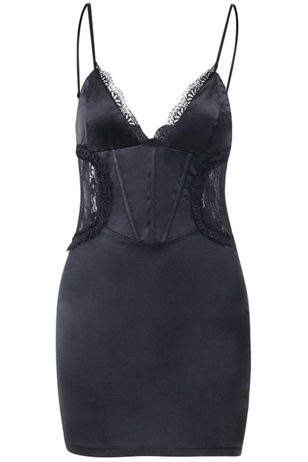 Sexy Deep V Busty Waist Hollow Suspender Dress