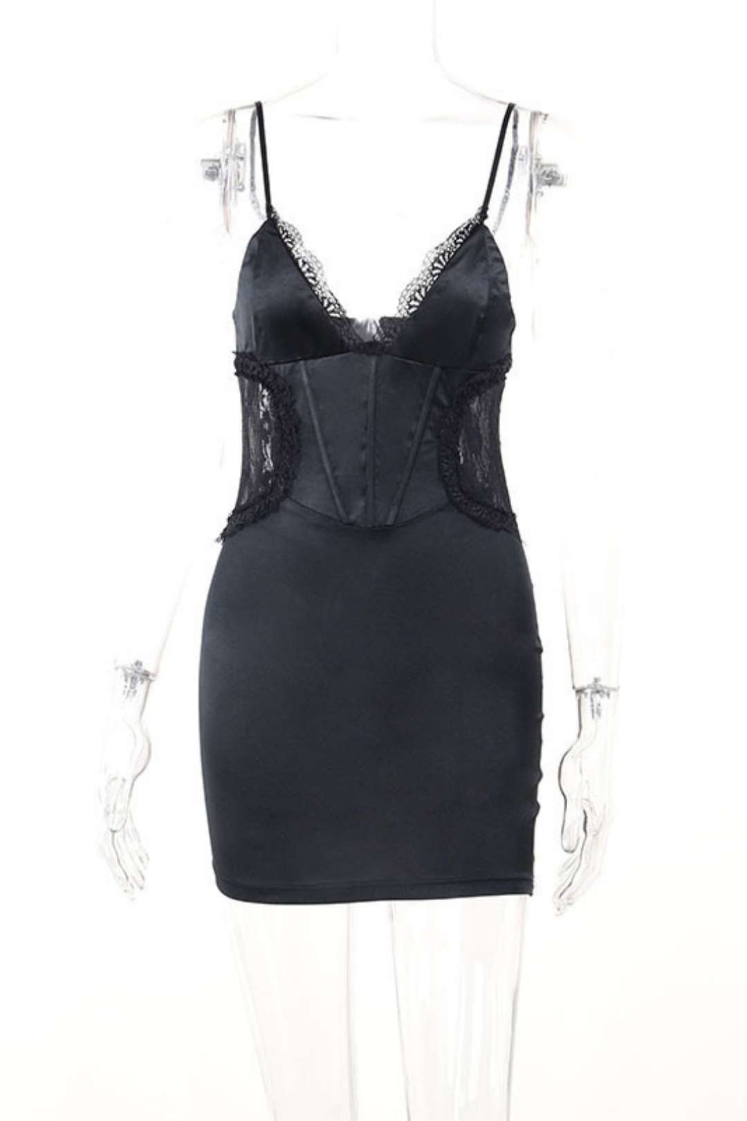 Sexy Deep V Busty Waist Hollow Suspender Dress