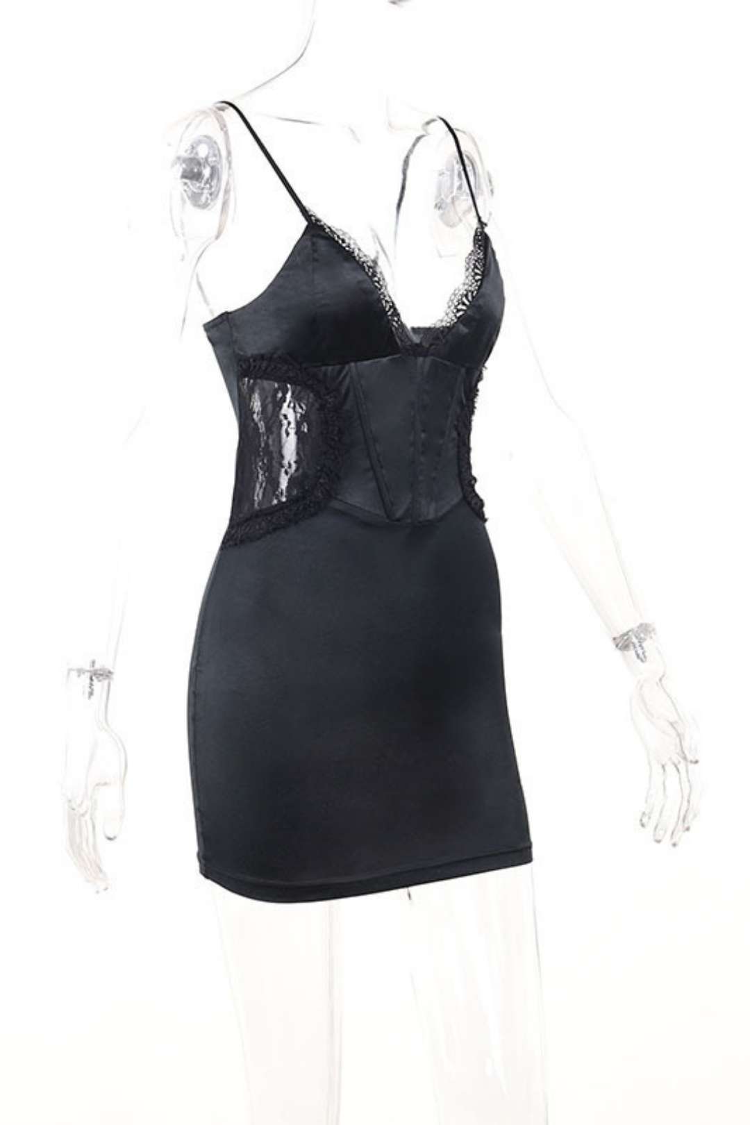 Sexy Deep V Busty Waist Hollow Suspender Dress