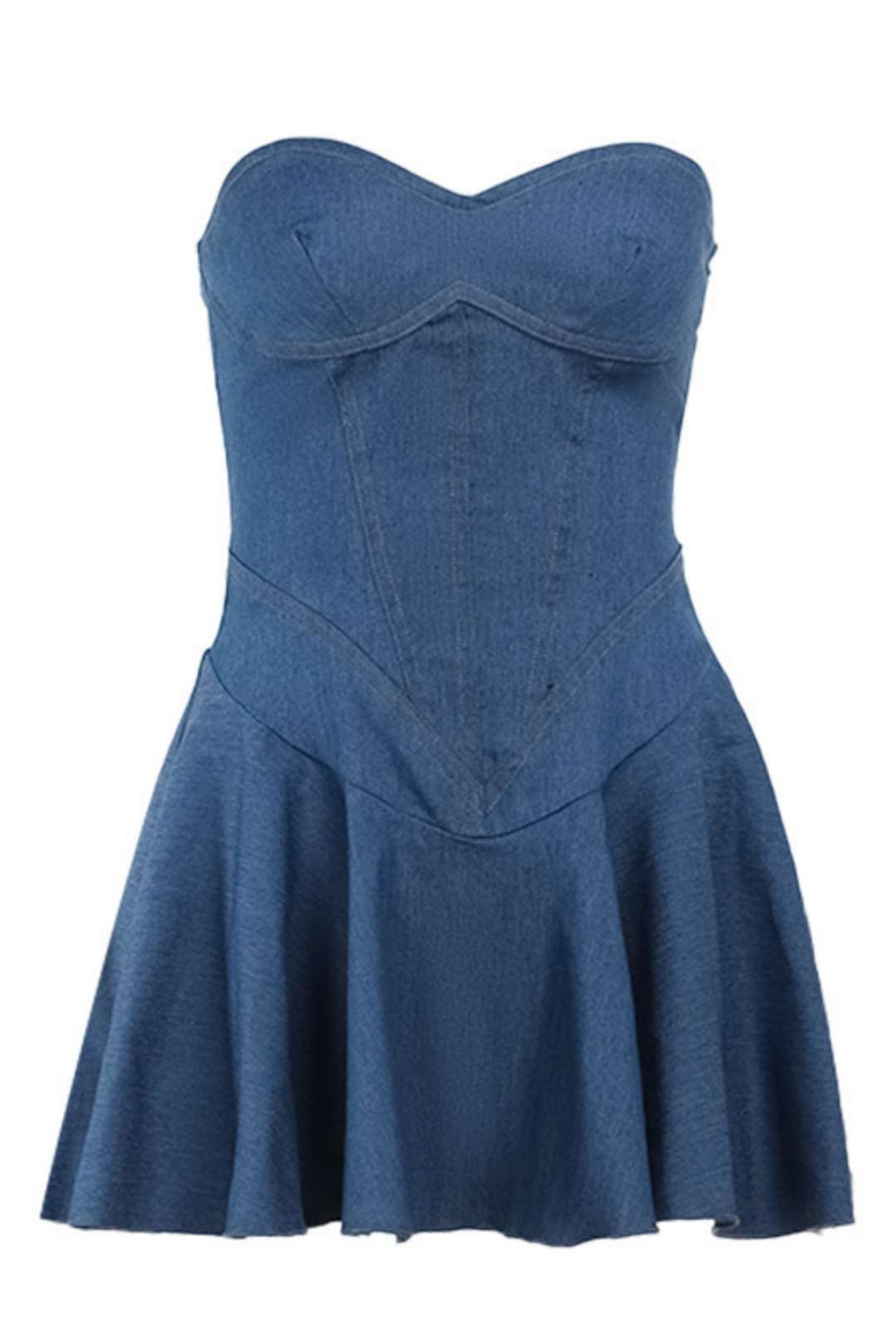 Sexy Tube Top Imitation Denim Dress