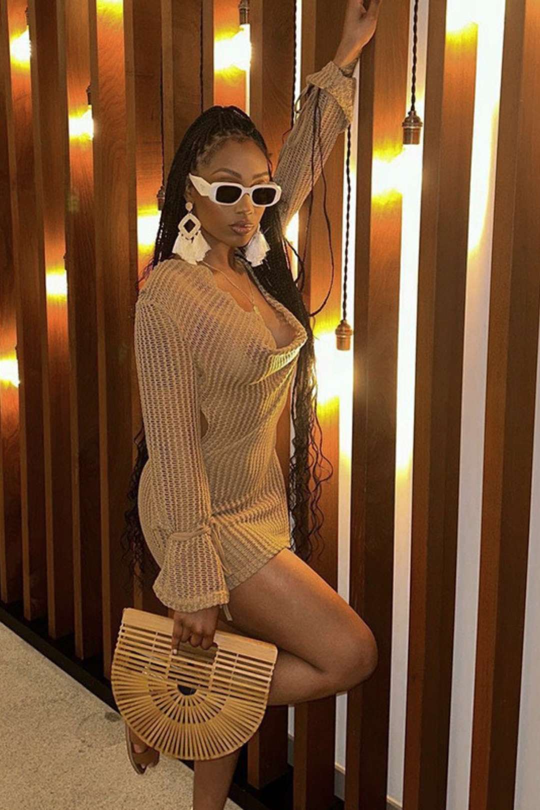 Summer Hip-hugging Long-sleeved Hollow Backless Dress