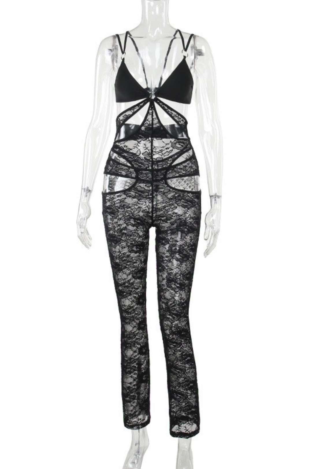 Slim Fit See Through Hollow Backless Jumpsuit