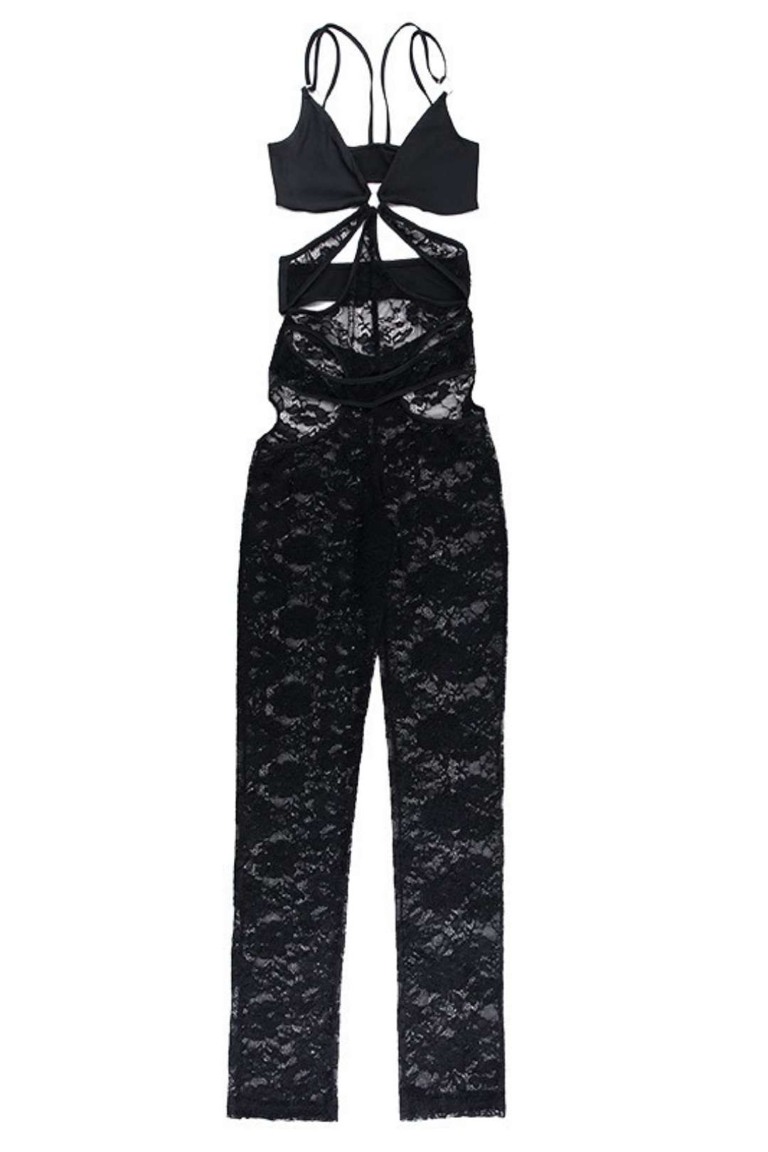 Slim Fit See Through Hollow Backless Jumpsuit