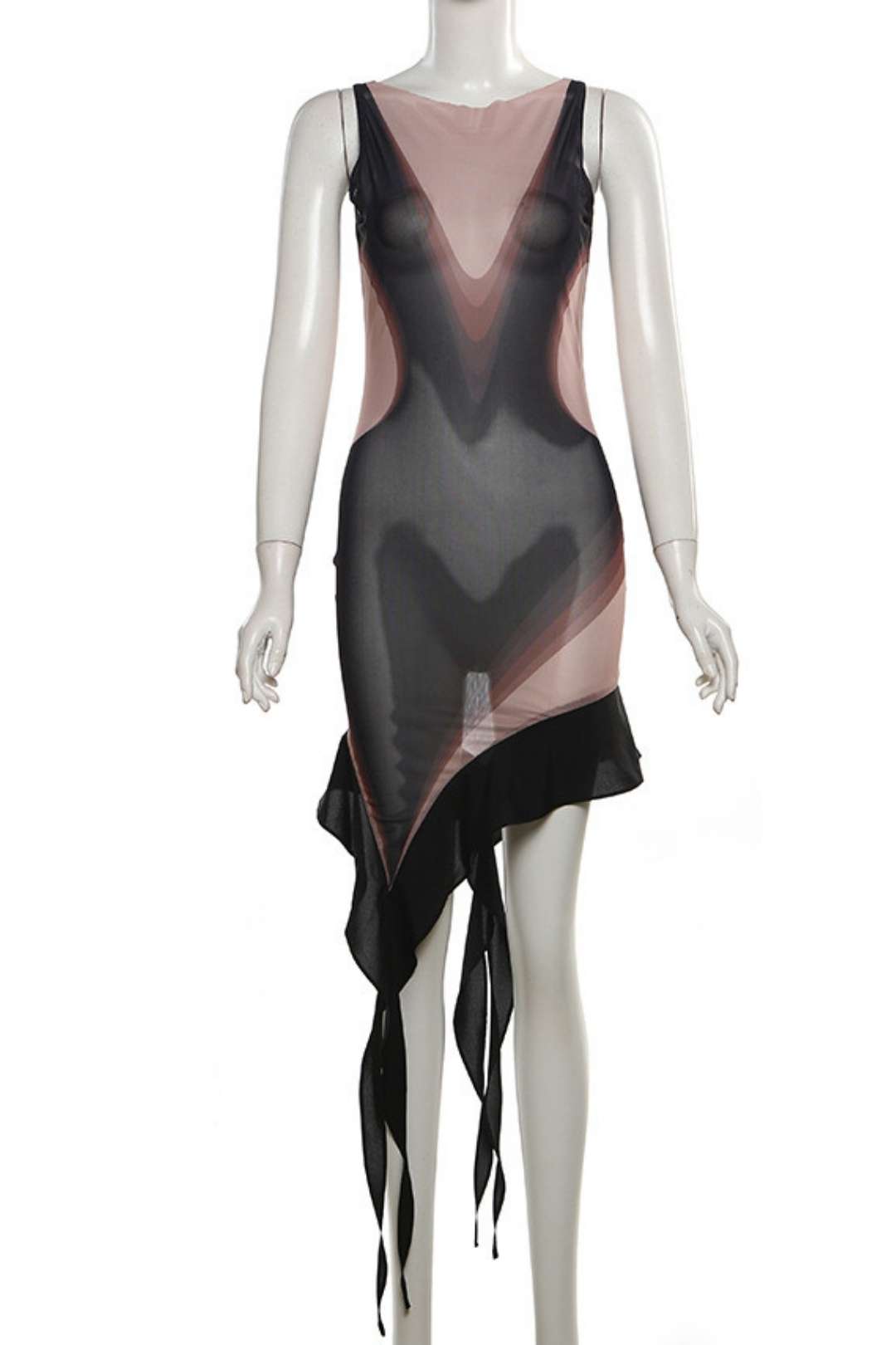 See-through Slim Irregular Sleeveless Temperament Dress