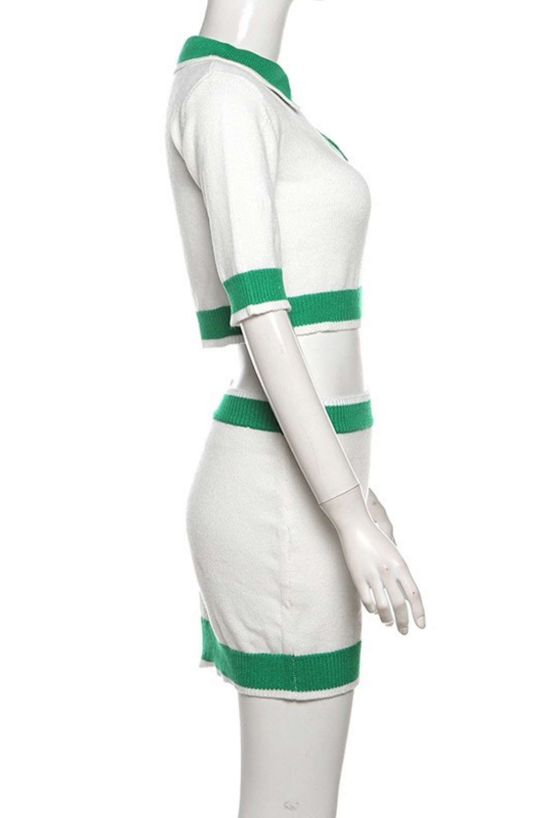 Zipper POLO Collar Short-sleeved Vest Slim-fitting Hip Skirt Suit