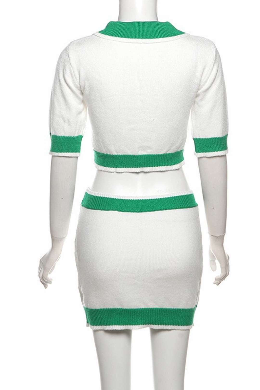 Zipper POLO Collar Short-sleeved Vest Slim-fitting Hip Skirt Suit