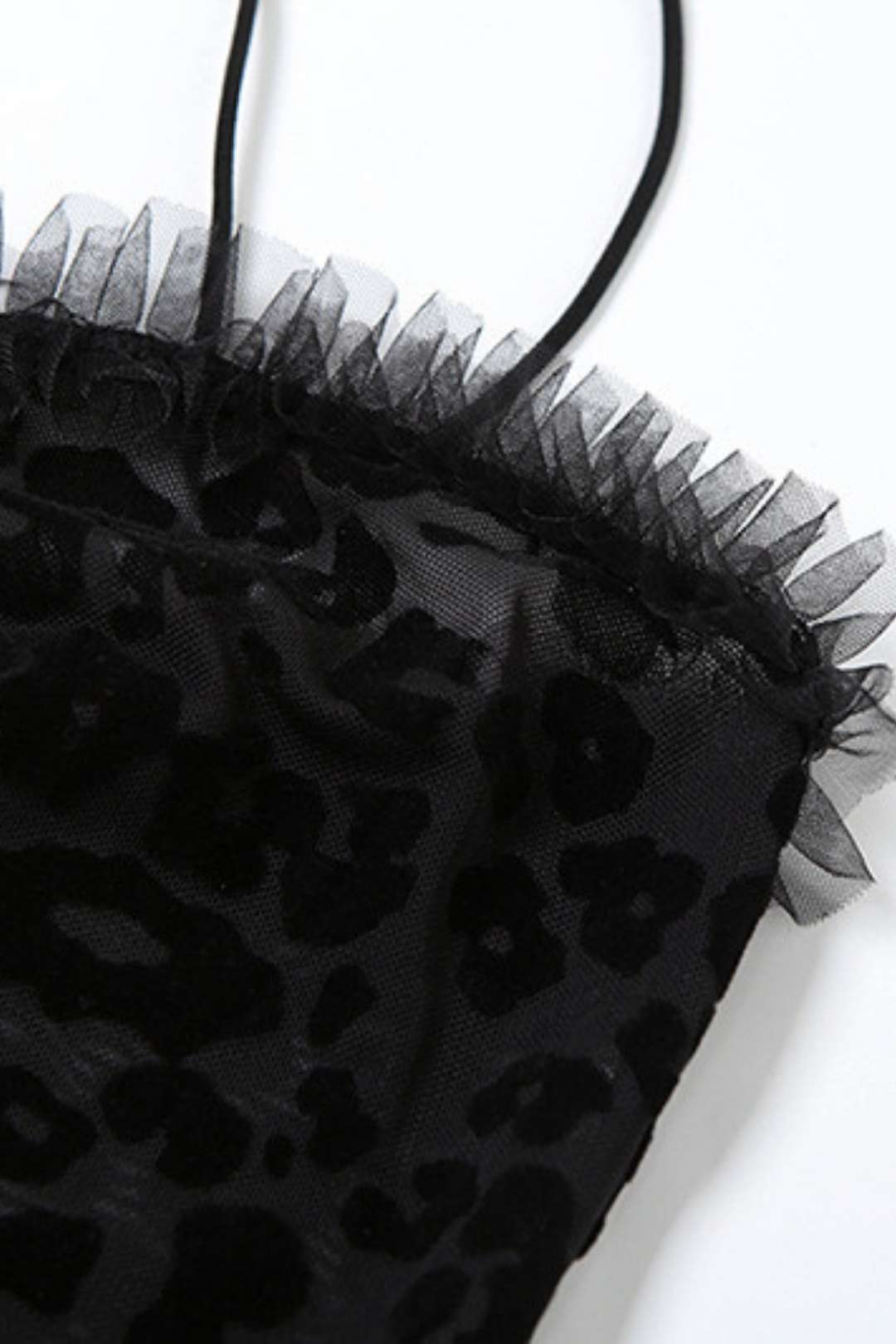 Backless See-through Mesh Leopard Print Casual Pants Jumpsuit