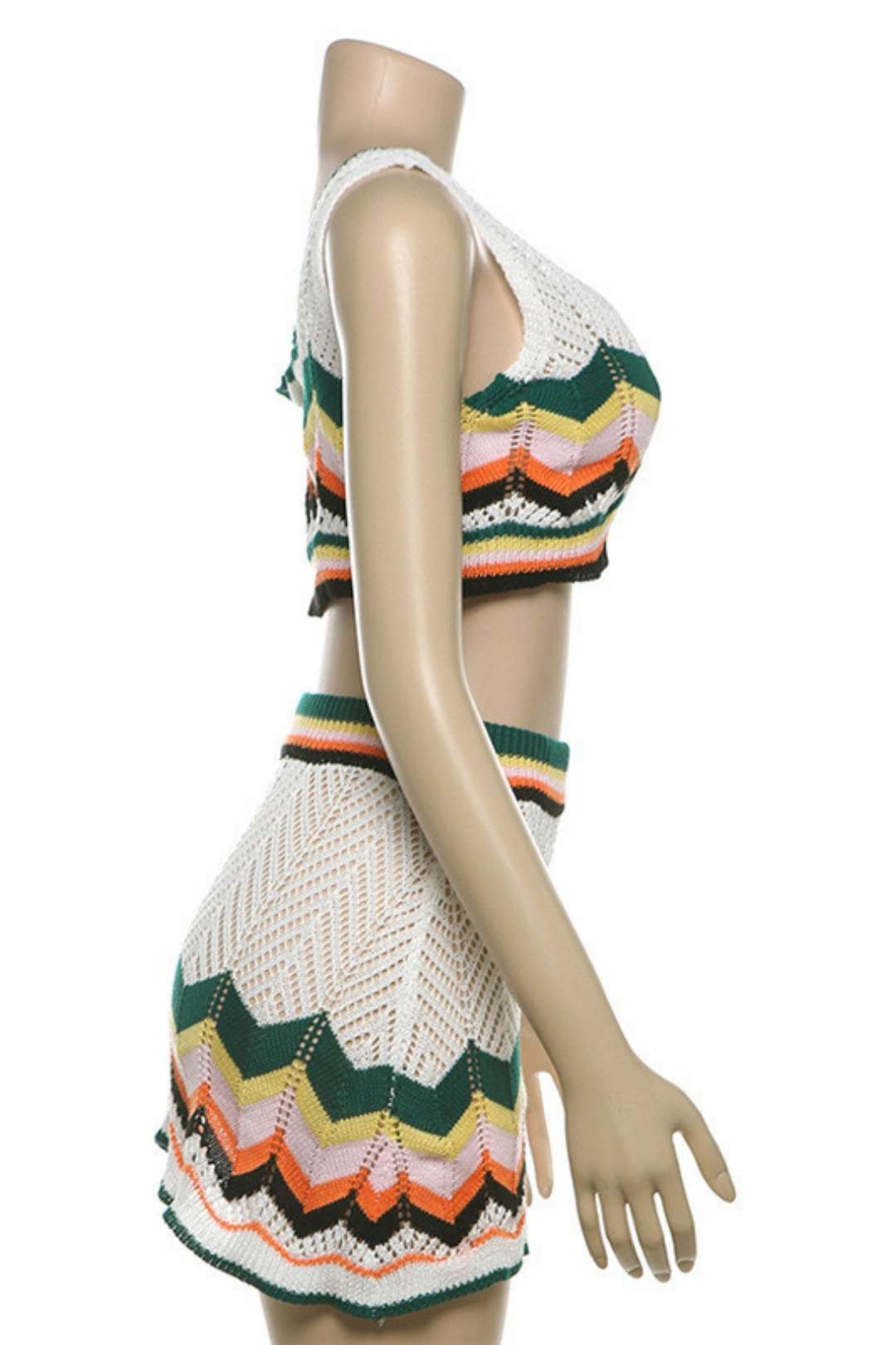 V-neck Navel-baring Vest High-waist Hip-covering Short Skirt Suit