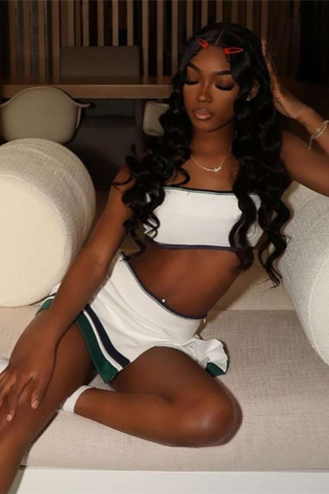 Strapless Tube Top High Waist Slit Hip-covering Short Skirt Suit