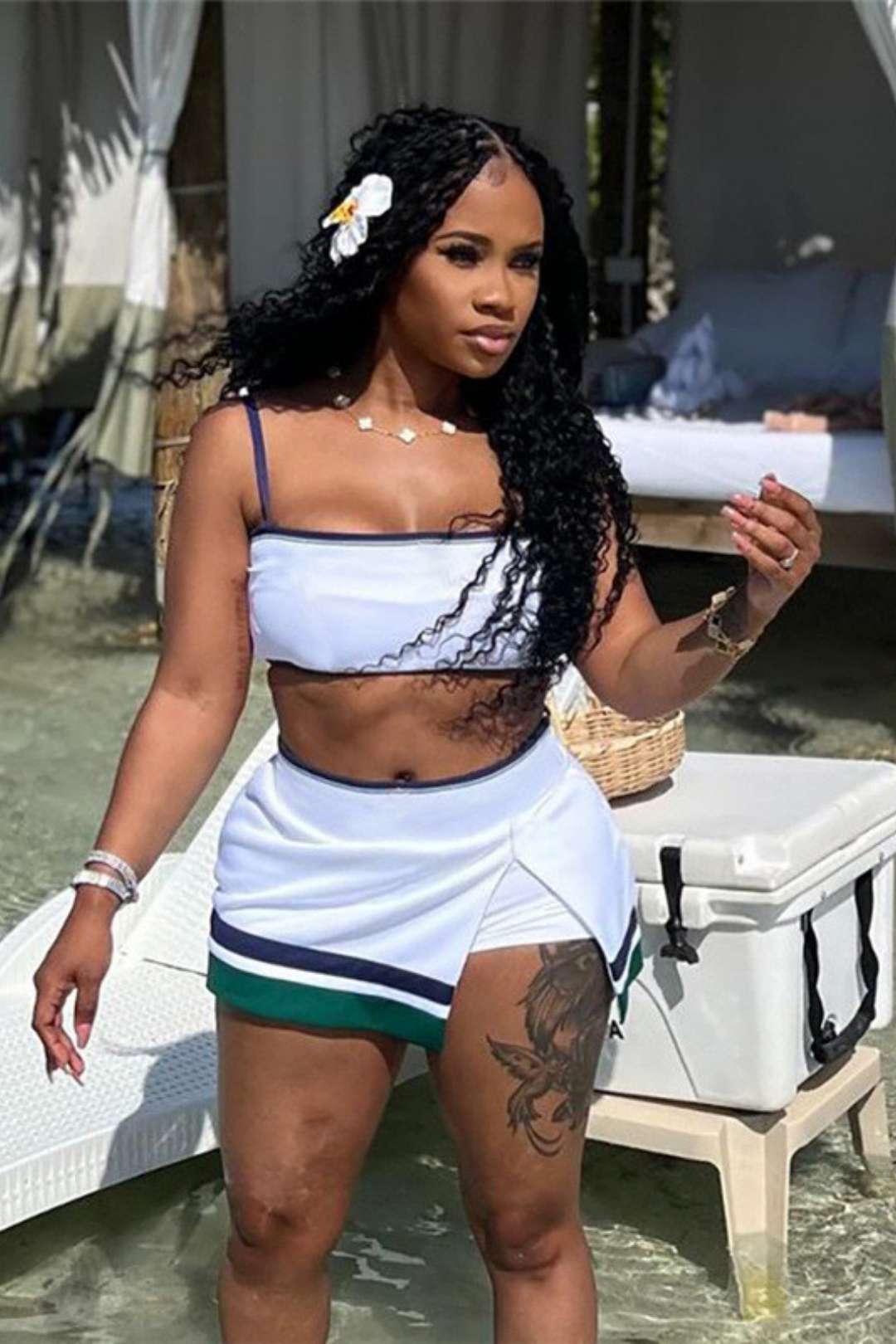 Strapless Tube Top High Waist Slit Hip-covering Short Skirt Suit