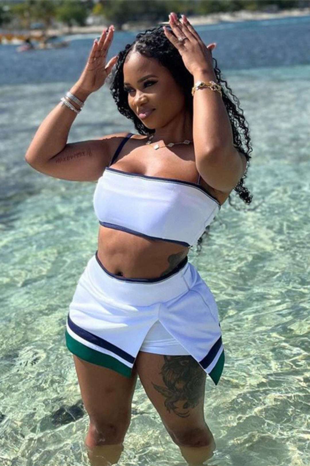 Strapless Tube Top High Waist Slit Hip-covering Short Skirt Suit