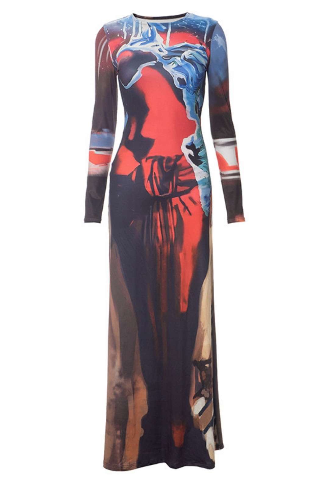 Sexy Hip-hugging Printed Long Dress