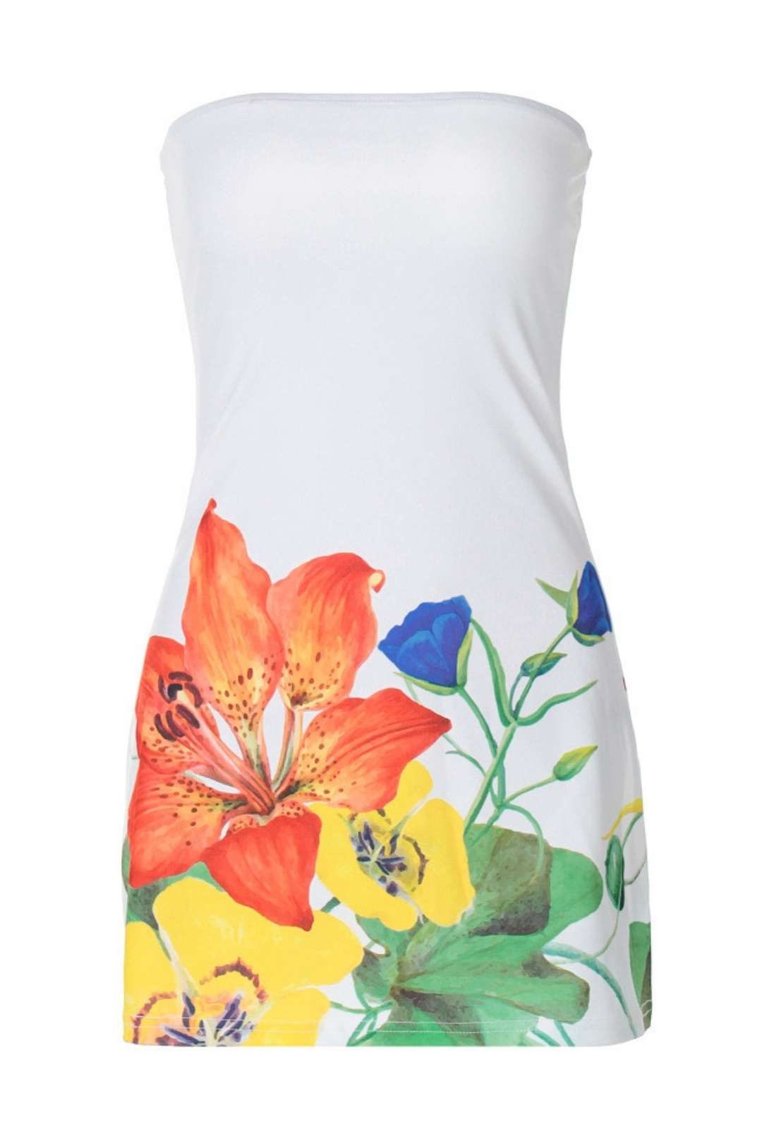 Tube Top Printed Sleeveless Slimming Party Casual Hip-covering Dress