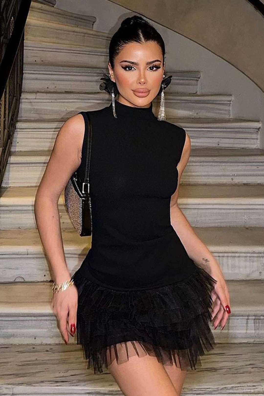 Collar Pure Desire Sleeveless Waist Slimming Solid Color