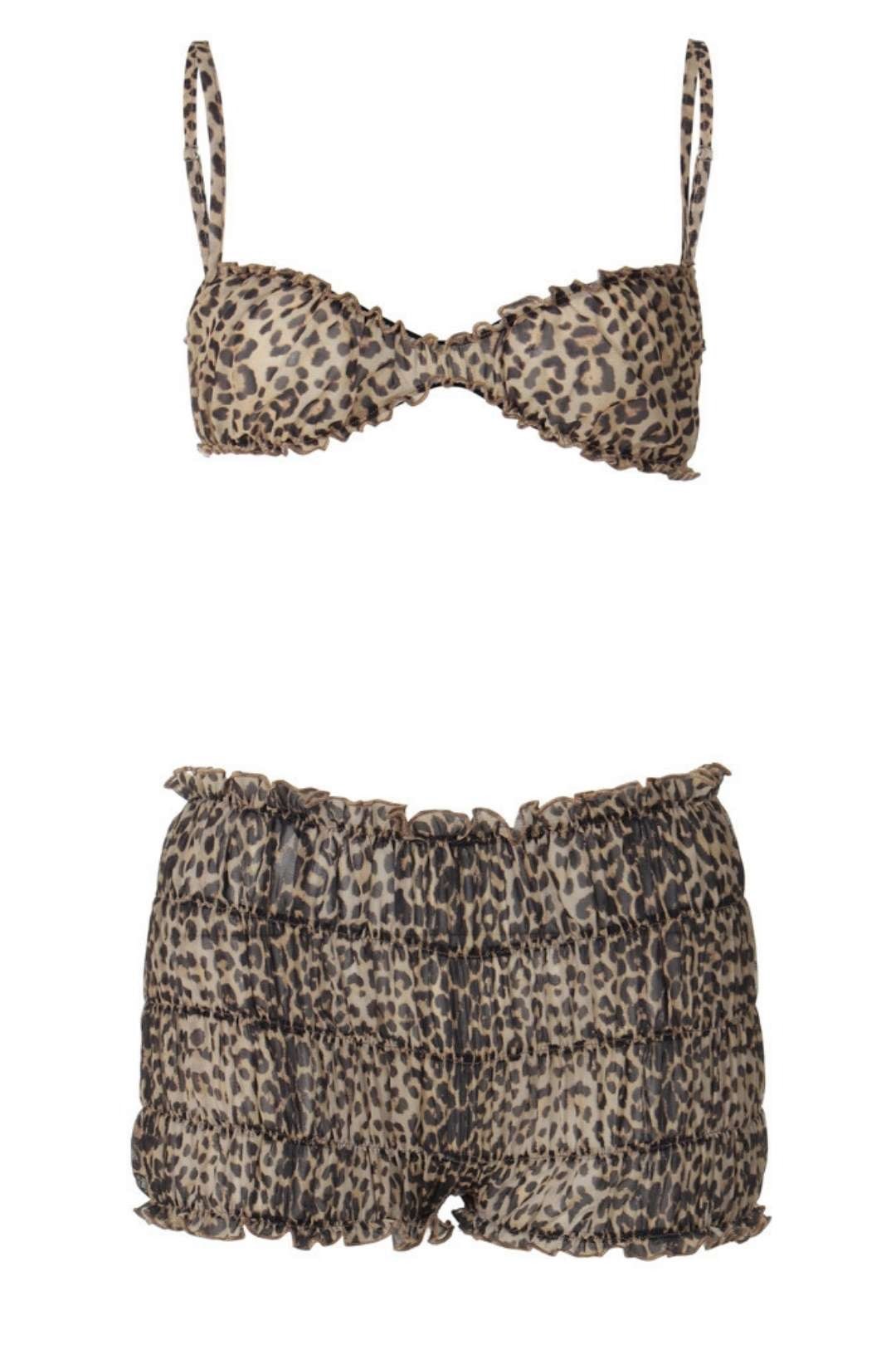 Leopard Print Lace Halter Top Hot Girl Cake Skirt Shorts Suit