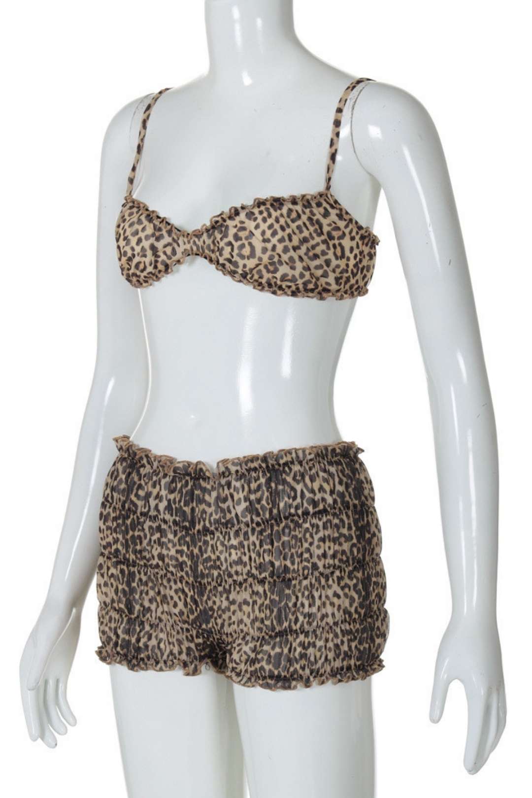Leopard Print Lace Halter Top Hot Girl Cake Skirt Shorts Suit
