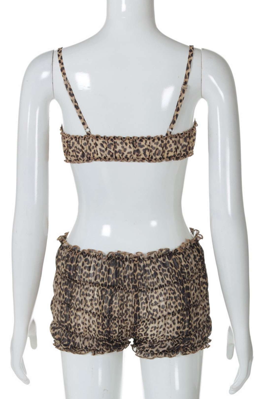 Leopard Print Lace Halter Top Hot Girl Cake Skirt Shorts Suit