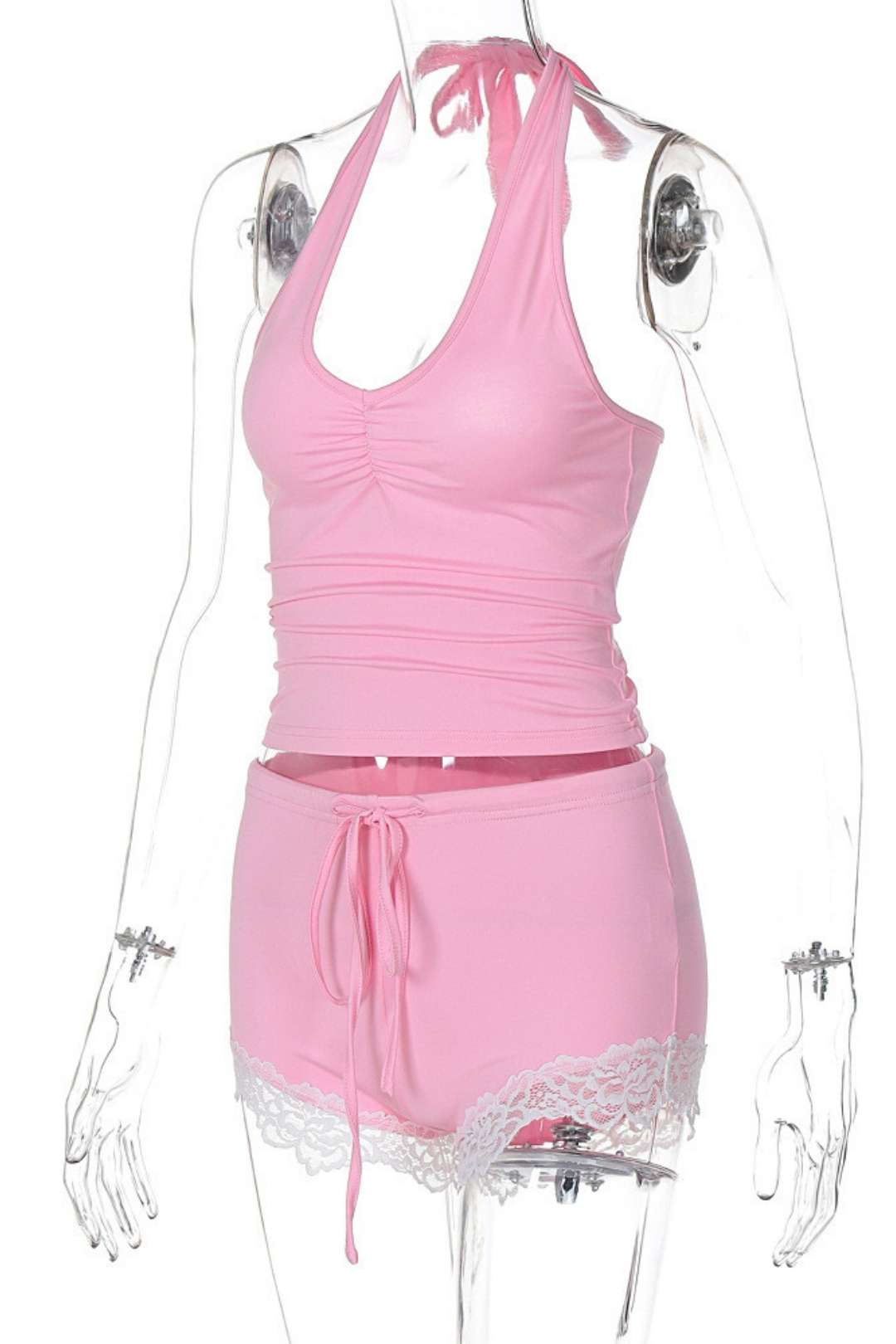 Wrap Chest Slim Fit Wrinkled Shorts Two-piece Fashion Suit