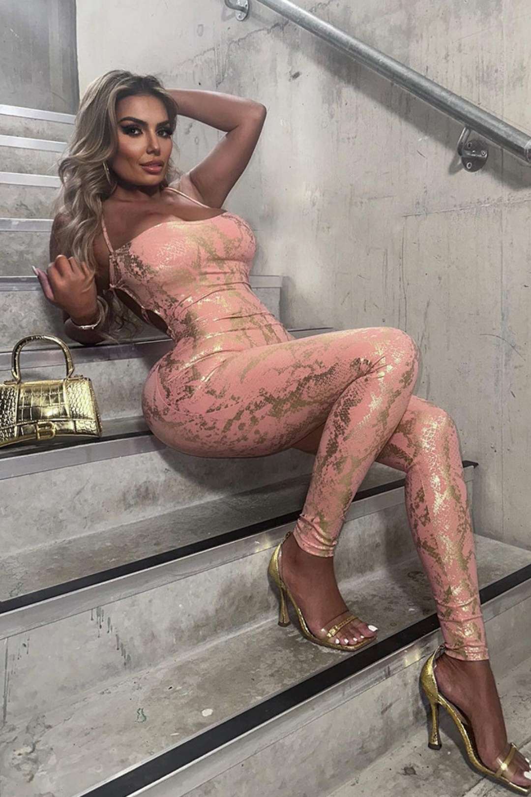 High-waist Bronzing Slim Sports Sleeveless Jumpsui